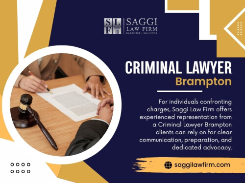A criminal charge can leave anyone feeling unsure about what should happen next. Speaking with a Criminal Lawyer Brampton early can help prevent rushed decisions that may create unnecessary complications later.


Contact :   Saggi Law Firm
Address:  2250 Bovaird Dr E Suite401, Brampton, ON L6R 0W3, Canada
Phone: 647-983-6720

Find Us On Google Map: https://g.page/saggi-law-firm


Read Our Blog: 
https://criminallawfirmstoronto.blogspot.com/2026/09/best-criminal-lawyer-in-brampton.html
https://saggilawfirmcriminallawyer.tumblr.com/post/827797882449051648/top-criminal-lawyer-brampton
https://mandeepsaggisocial.wixsite.com/saggilawfirm/post/criminal-lawyer-brampton

More Links:
https://bit.ly/m/saggilawfirm
https://www.patreon.com/saggilawfirm
https://www.reddit.com/user/saggilawfirmon/