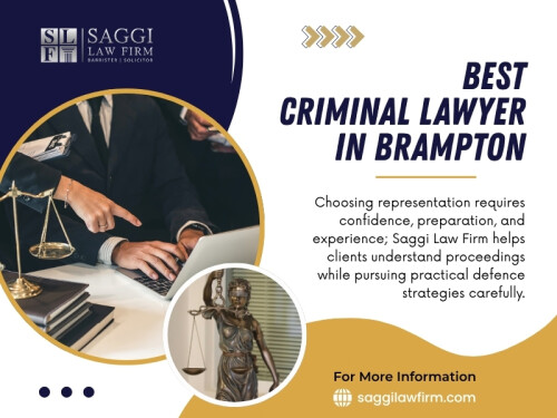 Someone searching for the Best Criminal Lawyer In Brampton should look at the complete picture: courtroom experience, preparation, communication, relevant case experience, and the lawyer's approach to each client's circumstances.


Contact :   Saggi Law Firm
Address:  2250 Bovaird Dr E Suite401, Brampton, ON L6R 0W3, Canada
Phone: 647-983-6720

Find Us On Google Map: https://g.page/saggi-law-firm

Read Our Blog: 

https://criminallawfirmstoronto.blogspot.com/2026/09/best-criminal-lawyer-in-brampton.html
https://saggilawfirmcriminallawyer.tumblr.com/post/827797882449051648/top-criminal-lawyer-brampton
https://mandeepsaggisocial.wixsite.com/saggilawfirm/post/criminal-lawyer-brampton

More Links:
https://beacons.ai/saggilawfirm
https://about.me/Mandeepsaggi
https://disqus.com/by/saggilawfirm/about/