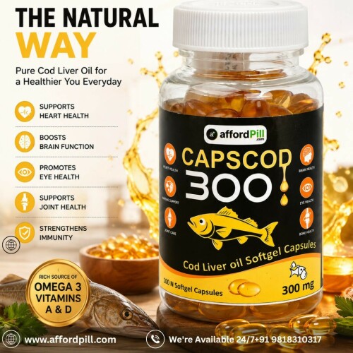 Maintaining an active lifestyle requires proper nutrition and daily wellness support. Capscod 300 Soft Gelatin Capsules by AffordPill are specially designed to help support energy, strength, and overall well-being for people with busy and active routines.

Modern lifestyles can often lead to tiredness, weakness, and lack of essential nutrients. Capscod 300 Capsules help provide nutritional support that may improve overall body wellness and support better daily performance.

Regular use of AffordPill Capscod 300 may help:

Support energy levels
Promote overall wellness
Help maintain an active lifestyle
Support body strength and vitality
Improve daily nutritional balance

The soft gelatin capsule form makes it easy and convenient to consume as part of your regular health routine. AffordPill is committed to offering trusted and affordable healthcare solutions that help people stay healthier and more active every day.

With proper nutrition and regular wellness support, Capscod 300 Soft Gelatin Capsules can become a helpful addition to maintaining a balanced and healthy lifestyle.


Order Now:-https://www.affordpill.com/products/capscod-300-soft-gelatin-capsule
E-mail :-info@affordpill.com
Address :-  D-67, Sector-6, Noida, Uttar Pradesh - 201301
Content No:- +91 9355791335, 9818310317
