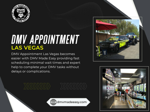 Peak hours aren’t always obvious.
Most assume afternoons are busy, but in reality:
• Late mornings often get crowded
• Lunch hours create slowdowns
• Mondays and Fridays tend to be heavier
Understanding these patterns helps you avoid unnecessary waiting during your dmv appointment las vegas.

Contact : DMV Made Easy

Address: 8615 W Flamingo Rd, Las Vegas, NV 89147, United States

Phone Number: +17022413662

Find Us On Google Map : https://goo.gl/maps/BJNY18FeVELkd5ye8

Read Our Blog:
https://dmvmadeeasyvegas.blogspot.com/2026/05/car-registration-nevada.html
https://penzu.com/p/9758a1fb4d7fa01c
https://dmvmadeeasyvegas.yooco.org/nevada_dmv_services


More Links:
https://c8ke.me/dmvmadeeasy
https://disqus.com/by/dmvmadeeasy/about/
https://www.magcloud.com/user/dmvmadeeasy