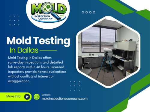 Cheap testing often means limited sampling, which can miss hidden mold. Cutting corners here can cost you far more later in remediation. So when comparing options for Mold Testing In Dallas, focus on value and thoroughness, not just price.

Mold Inspections Company Dallas

Address: 4600 Greenville Ave #181a, Dallas, TX 75206, United States
Phone Number: +19402900701
Find Us On Google Map: https://maps.app.goo.gl/WvkdK1aZXoQ96oPm7

Read Our Blogs:
https://is.gd/6iSbJ2
https://v.gd/TsS1d7
https://tinyurl.com/2atscsog

More Links:
https://tinyurl.com/27m6z6wo
https://is.gd/Z0zXfP
https://v.gd/kgiF12