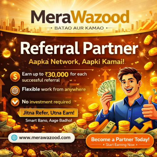 Choose our Referral partner business model and start earning without investment. Refer potential clients, close quality leads, and enjoy great commissions. This Referral partner system is simple, rewarding, and designed for fast growth. Take action now and build a steady income today.

Visit here - https://www.merawazood.com/referral-partner