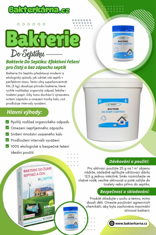 Ve spojení s produkty jako Bakterie Do Septiku, Bakterie Do Suchého Wc a komplexními řešeními typu Sanbien Bakterie vzniká přístup, který není založený na rychlých zásazích, ale na dlouhodobém fungování.

Bakterkárna.cz
Adresa: 28. října 810/246, 709 00 Ostrava 9, Czechia
Telefon: +420 735 209 704

Přečtěte si naše blogy:

https://bakterkarna.medium.com
https://bakterkarna.yooco.org
https://bakterkarna.wordpress.com

Další odkazy:

https://www.quora.com/profile/Bakterkarna
https://dzone.com/users/5517664/bakterkarna.html
https://www.goodreads.com/bakterkarna