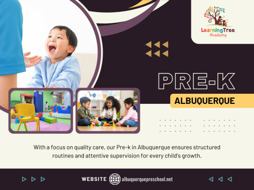 The Best Pre-k In Albuquerque programs don’t just look at age—they consider the whole child, including social readiness, attention span, and independence.

Learning Tree Academy

Address: 3615 Candelaria Rd NE, Albuquerque, NM 87110, United States

Phone Number: +15058881668

 

Find Us On Google Map: https://goo.gl/maps/sXHaNYEYyPwfkx4KA

Read Our Blogs:

https://albuquerquepre-school.weebly.com/learning-tree-academy/daycare-albuquerque1182166

https://albuquerquepreschool.tumblr.com/post/805892097293041664/best-daycare-in-albuquerque

https://albuquerquepreschools.mystrikingly.com/blog/best-childcare-albuquerque

More Links:

https://litelink.at/albuquerquepreschool

https://medium.com/@albuquerquepreschool

https://www.flickr.com/people/albuquerque_preschool/