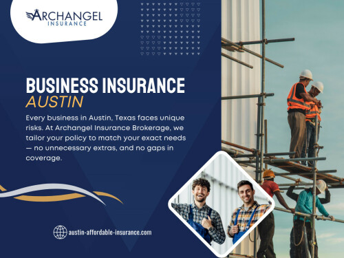 For instance, a construction company needs a completely different coverage structure than a local bakery or retail store. While all of them may need business insurance Austin, the risks they face — employee injuries, property damage, or client claims — vary dramatically.

Official Website - https://austin-affordable-insurance.com/commercial-and-workmans/

Find us on Google Map - https://maps.app.goo.gl/DgM8uwRpWbHRrGkW8

Archangel Insurance Austin
Contact Us -
Address - 901 Mopac Expressway South, Building 1, Suite 300, Austin, Texas 78746
Phone No - 737-257-6007

Read Our Blogs - 
https://penzu.com/p/2e9495869a1d216f
https://archangelinsuranceaustin.tumblr.com/

More Links - 
https://disqus.com/by/archangelinsuranceaustin/about/
https://independent.academia.edu/archangelinsuranceaustin
https://www.magcloud.com/user/archangelinsuranceaustin
https://www.viki.com/users/archangelinsuranceaustin/collections