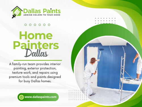 The truth is that even the best paint job needs proper care. The difference between paint that looks good for three years and paint that still looks great after ten often comes down to maintenance. This is something experienced Home Painters Dallas professionals understand well, and it is something homeowners can manage with a few consistent habits.

Contact :Dallas Paints
Address: 2427 Allen St, Dallas, TX 75204
 Phone: (214) 978-4400

Find Us On Google Map: https://maps.app.goo.gl/JUwfMorJhrE3fb626

 Read Our Blog:
https://dallaspaints.weebly.com/
https://dallaspainters.tumblr.com/
https://697864d8e6f50.site123.me/

More Links:
https://dallaspaints.taplink.ws
https://myanimelist.net/profile/dallaspainters
https://www.blurb.com/user/dallaspaints