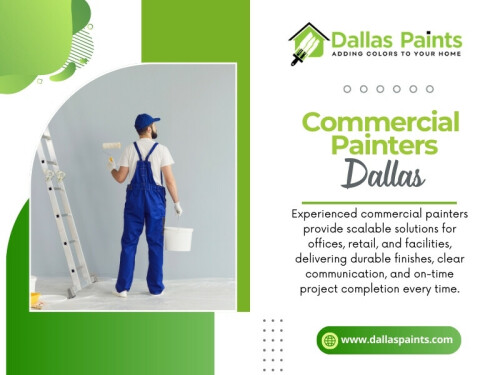 A professional commercial paint job is about far more than applying color to walls. In active business environments, quality is measured by how smoothly the project runs, how well the space is protected, and how clean the site remains from start to finish. This is why experienced Commercial Painters Dallas businesses rely on focus heavily on preparation, protection, and job site management.

Contact :Dallas Paints
Address: 2427 Allen St, Dallas, TX 75204
 Phone: (214) 978-4400

Find Us On Google Map: https://maps.app.goo.gl/JUwfMorJhrE3fb626

Official website: https://www.dallaspaints.com/commercial-painting-service-dallas


 Read Our Blog:

https://dallaspainters.tumblr.com/
https://697864d8e6f50.site123.me/
https://penzu.com/p/a55228ff7ad59874


More Links:
https://heylink.me/dallaspaints/
https://myanimelist.net/profile/dallaspainters
https://medium.com/@dallaspaints/about